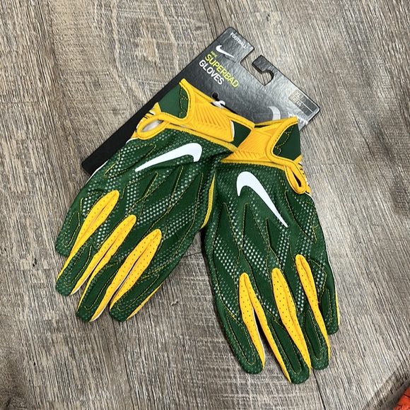 NEW Nike Superbad Football Gloves NFL Green Bay Packers Green Gold NWT XL - Picture 3 of 5